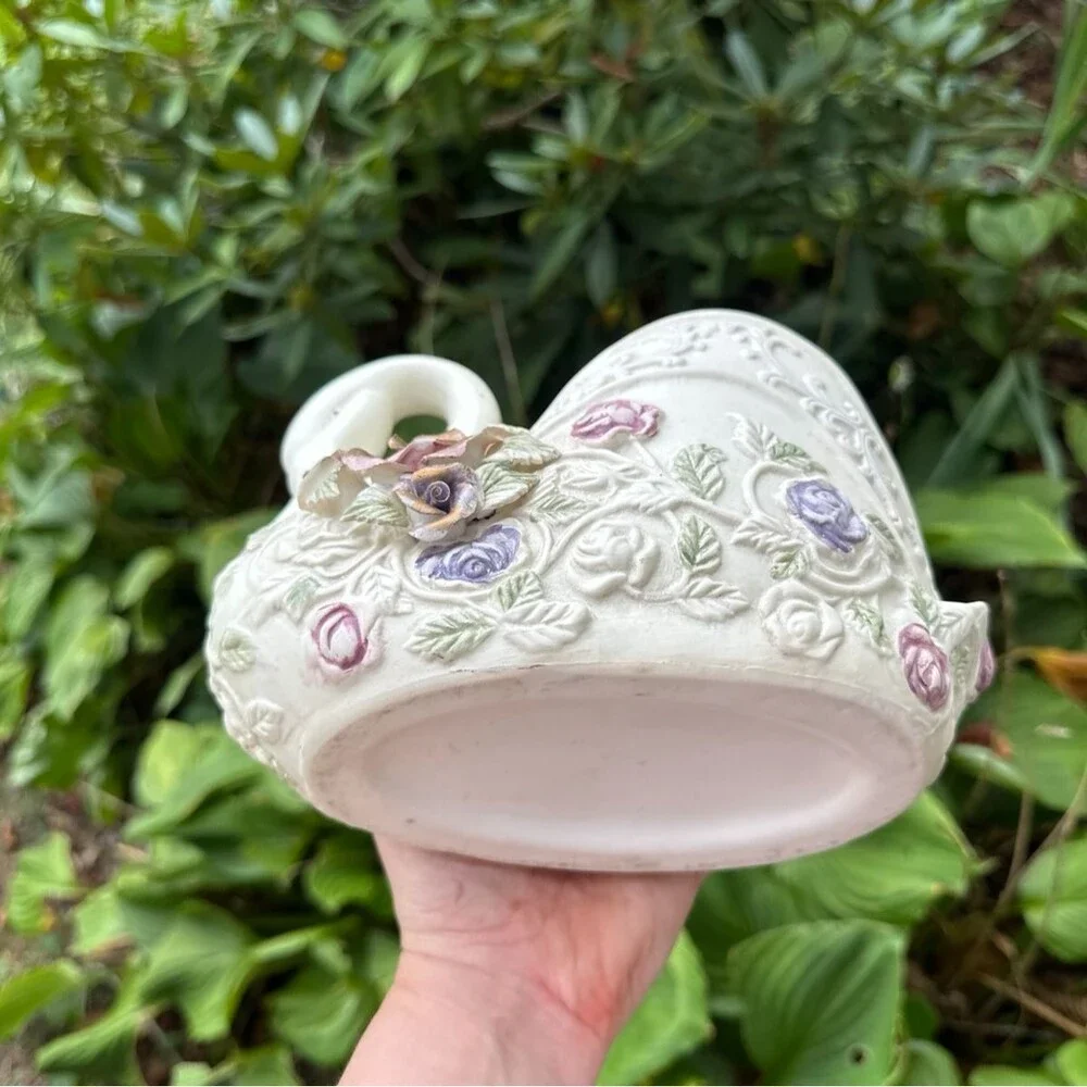 Vintage Ceramic Swan Duck Planter Pot Cottagecore